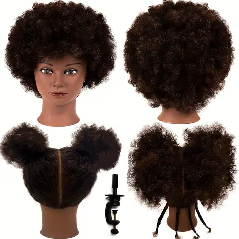 Mannequin Head With 100% Human Hair Curly Hair Training Head Manikin Head Cosmetology Doll Head For Hairdresser Girls Practice S
