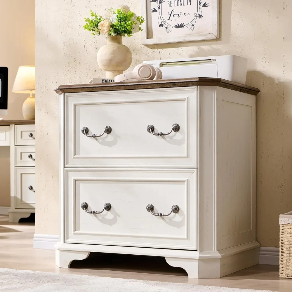 

2 Drawer File Cabinet-30 Wide Wooden Extended Desktop, Farmhouse Filing Cabinet with Smooth Rails, Holds Letter/Legal/A4