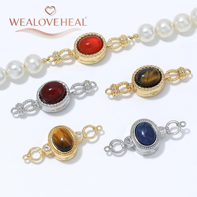 verschluss schmuck, armband verschluss, 18K Vergoldeter Messing-Magnetverschluss 37x12mm Ovaler Edelstein-Verbinder für DIY Perlenkette Armband Schmuckherstellung Zubehör – Detail 17