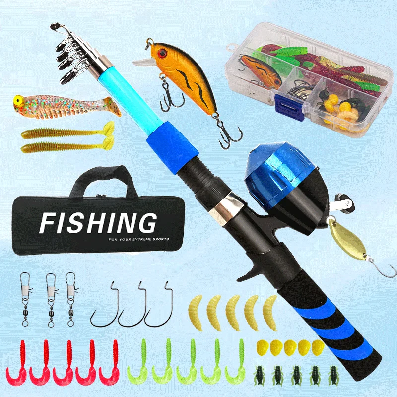 

Children's lure fishing rod portable telescopic fishing rod reel combination set