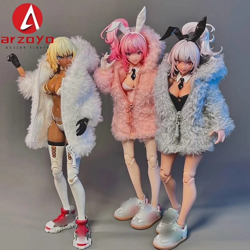 

MW121 1/12 Scale Rabbit Girl Solid Cute Plush Coat for 6'' Female Ob11 Azone Figma Romankey Action Figure Body Doll