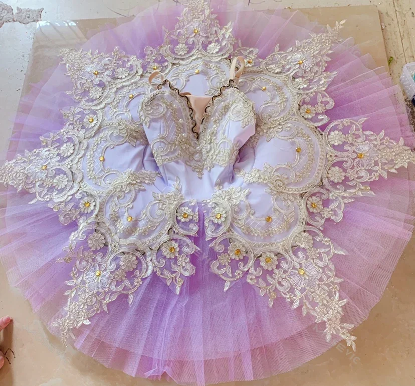 Tutù di balletto professionale per bambini Tutù di lago dei cigni bianco viola Ballerine Donne adulte Costumi di danza moderna Vestito da balletto per ragazze