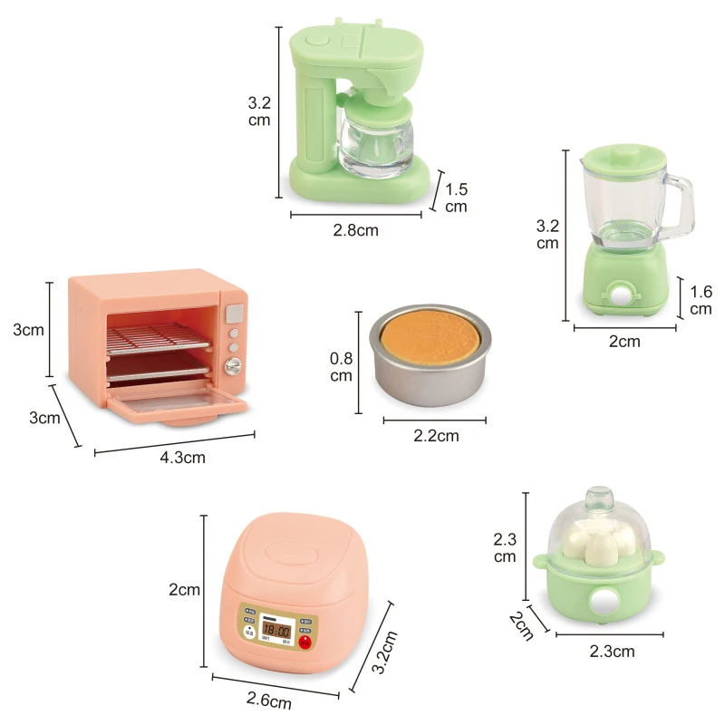 1Set 1:12 casa delle bambole fornello di riso in miniatura forno a microonde spremiagrumi uovo Steamer forniture da cucina modello Decor Toy Doll House Accessor