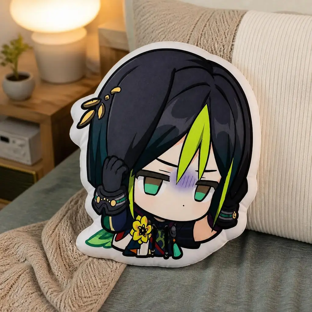 Genshin Impact Chibi Anime Gamer Otaku Fantasy Adventure Plush Pillow Cushion Stuffed Throw Pillow Home Decor Gift Sofa Bed