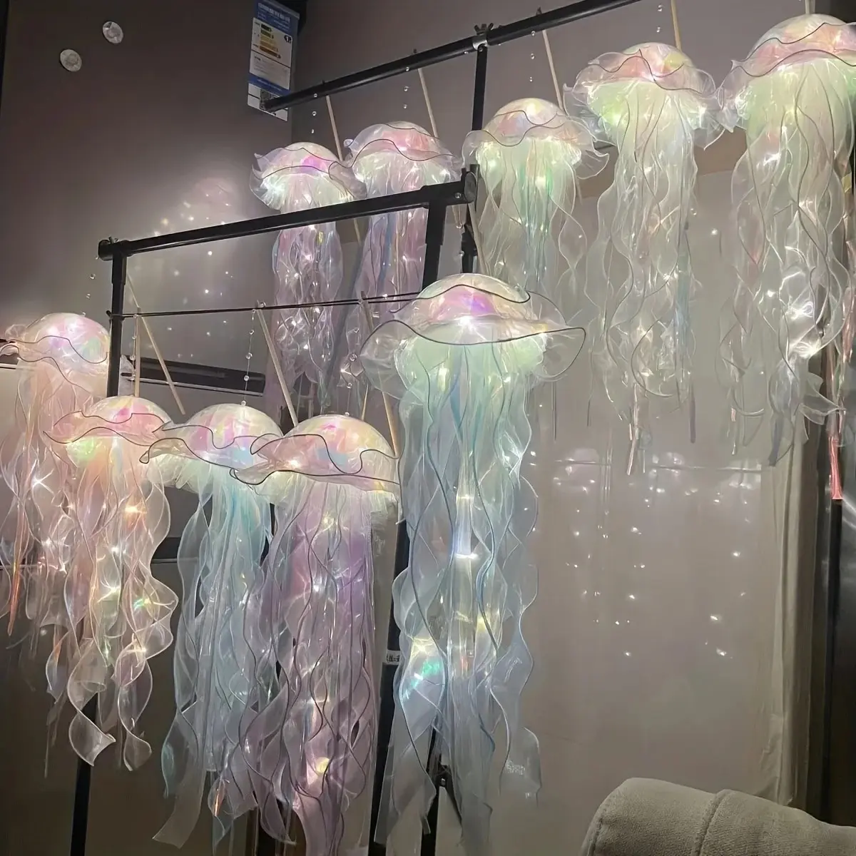 1PC New Thickened and Upgraded Jellyfish Lamp Colorful Ribbon Brilliant Jellyfish Lamp Room Decoration Lamp Festival Decoration