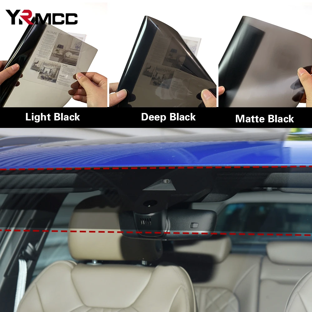 Car Windshield Sunshading Sticker Anti-UV Protection Black Film Front Window Sunshade Tape for Car Accessories Summer Supplies