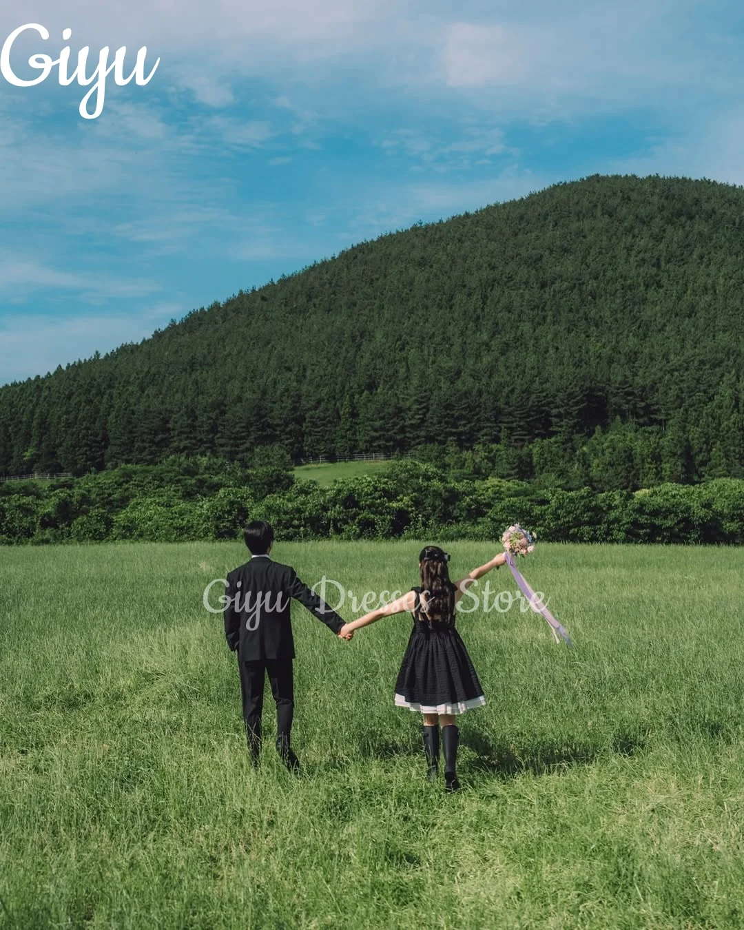 Giyu Simple Mini Short Wedding Dress Spaghetti Strap Bride Dress Square Collar Sleeveless Korea Photoshoot 웨딩드레스 Customsied