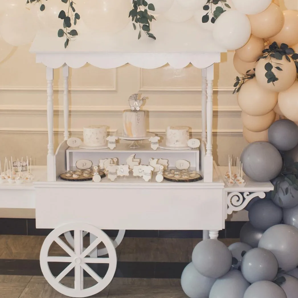 

New Design PVC White Wedding Flower Car Wedding Candy Cart For Wedding Decoration Backdrop