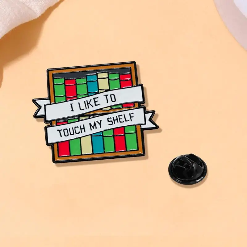 Cute Cartoon Bookshelf Enamel Brooch Creative English Letter Short Sentences Lapel Pin Badge Backpack Clothing Hat Accessories