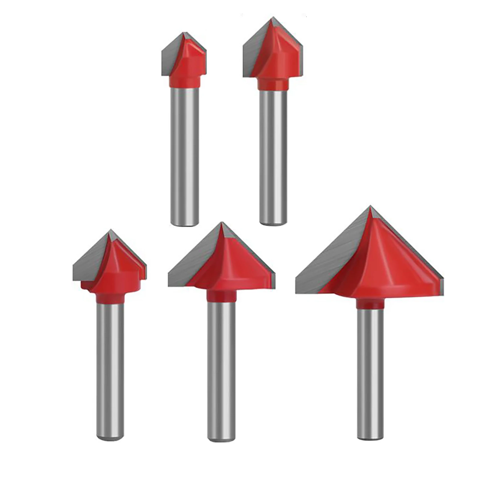 5Pcs/Set 6mm Shank Router Bits Engraving End Mill V Groove Needle Tip Router Bit Woodworking Bit Carving Tool Milling Cutter