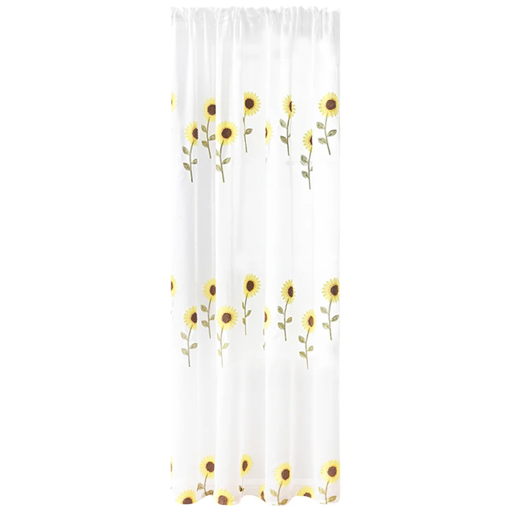 

Window Drapery Sunflower Semi Gauze Curtain Rod Pocket Drape Privacy Decorative Curtains For Bedroom Living Room Home Decor
