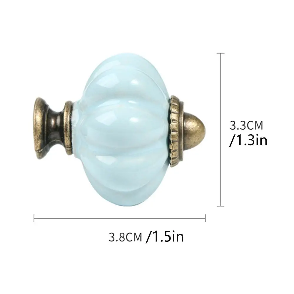 Simple Single Hole Ceramic Pumpkin Handle European Style Round Cabinet Knob Vintage Drawer Knobs Hardware