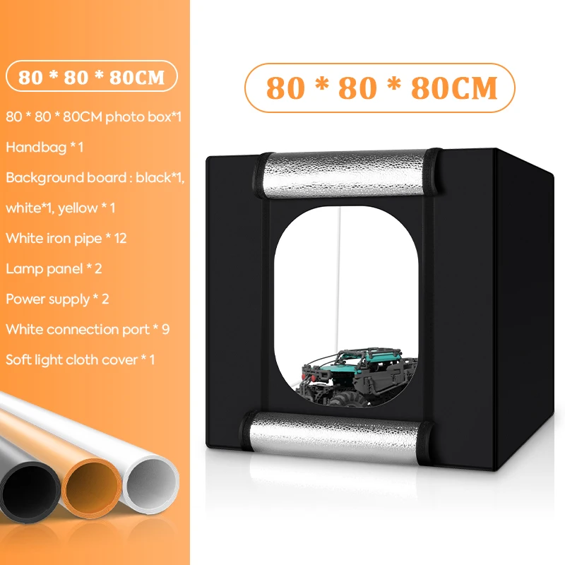 Fotostudio Lichtbak 80 Cm/32", 24 W Professionele Verstelbare Helderheid Shoot Box Met 2 Led-verlichting Soft Box Voor Item Licht Tent