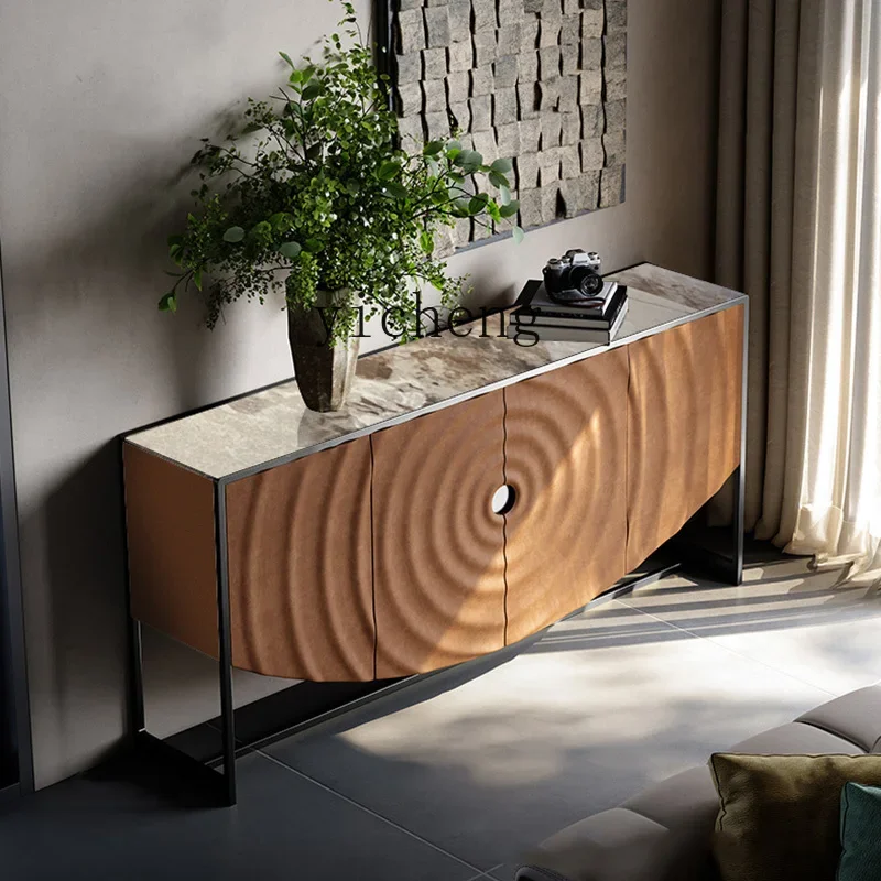 X5-18  entrance cabinet whole house matching natural luxury stone art dining side cabinet ripple entrance table