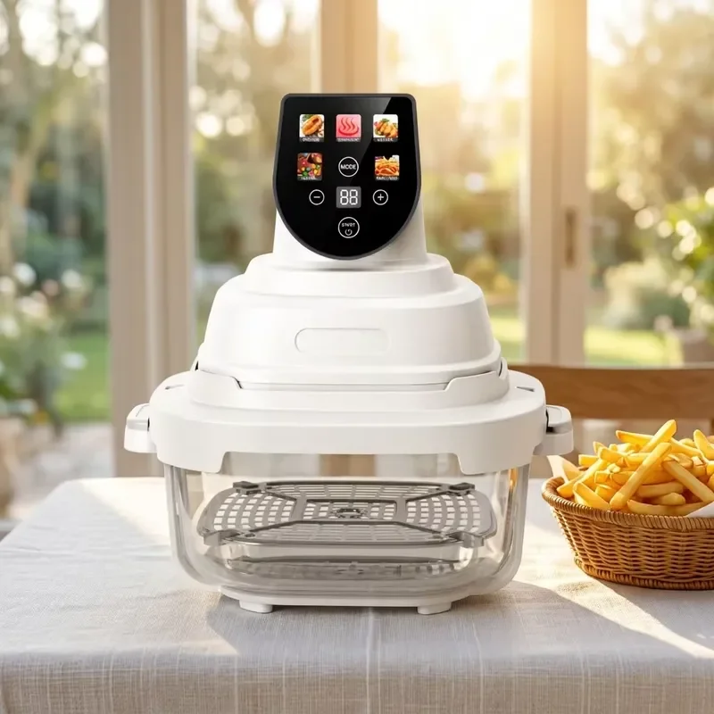 Smart Electric Air Fryer 1.8L to 4L Capacity Double Glass Window HD Touch Screen Oil Free Healthy Cooking Pot for Modern