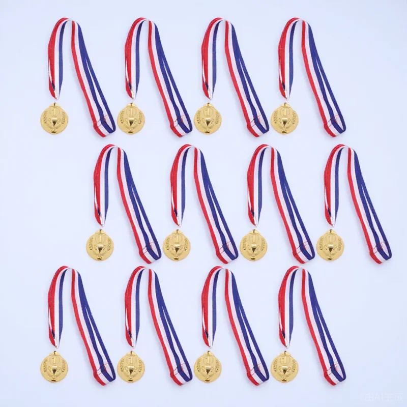 12Pcs Premium Metal Medals for Awards Gold Finish Sports Competition Winner Keepsake School Soccer Event Prizes for and