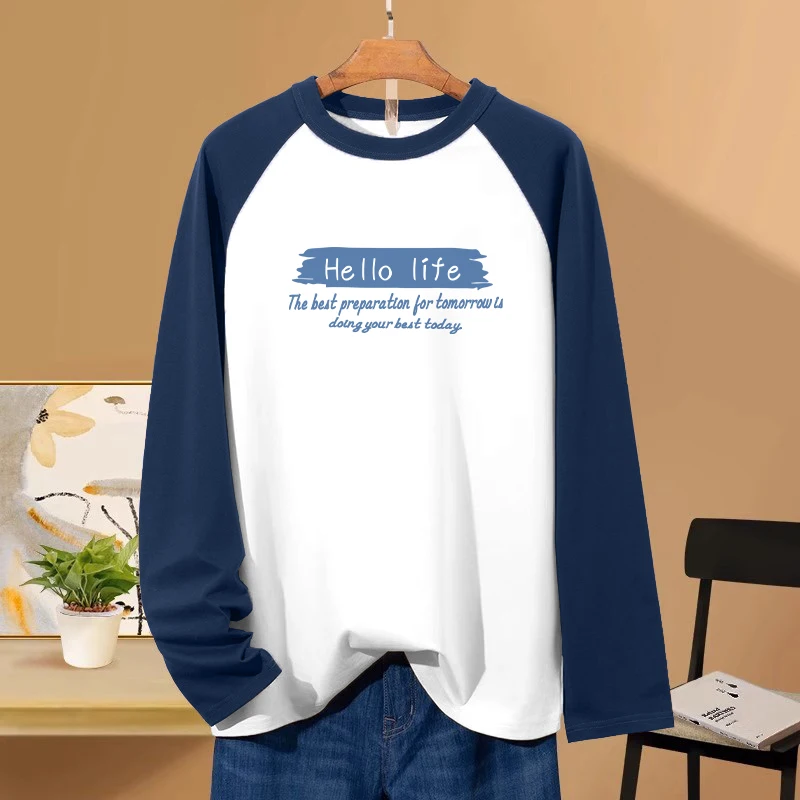 Autumn Chic Long Sleeve T-shirt O-neck Loose Casual Tops Women Clothing Basic Cotton Y2k Printed Pullovers O-neck Fashion Tees