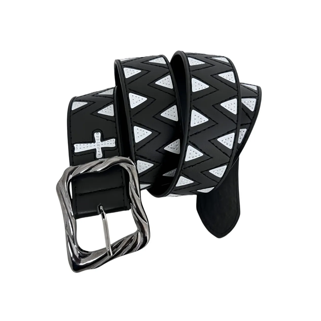 Shark Tooth Patchwork Embroidered Belt Ins Cross-Border Hot Sale Multiple Sizes Two-Way Embroidery
