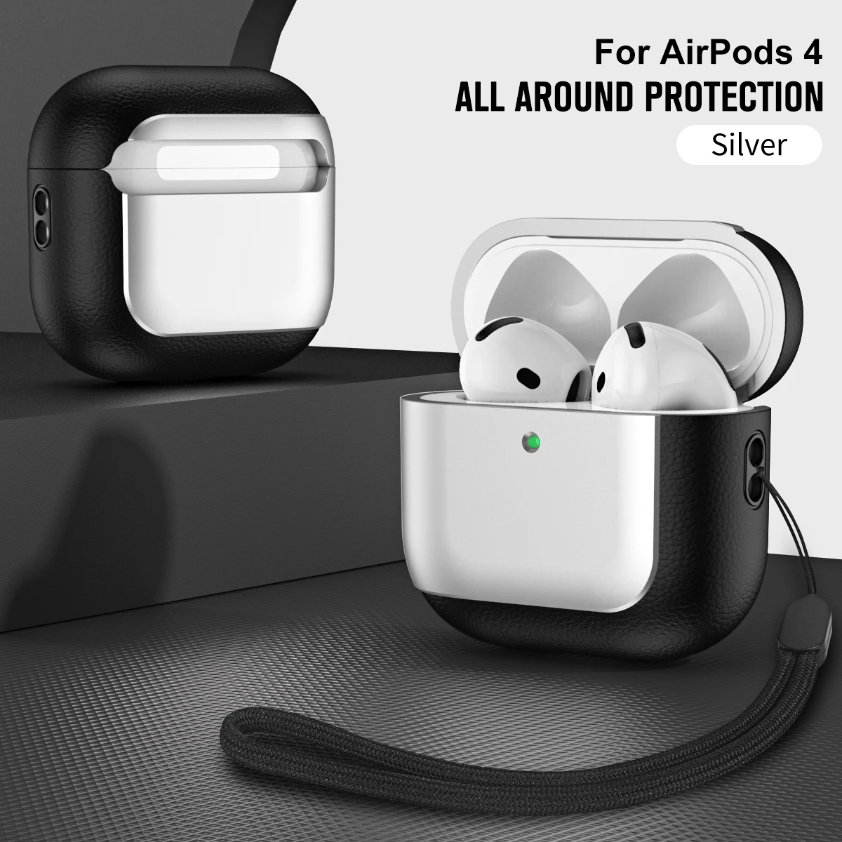 For Airpods 4 Pro 2 Case Leather Luxury Metallic Glossy Electroplated Wireless Headphone Cover For Airpods 3  Cases