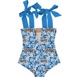 New Printed One Piece Swimsuit For Women 2024 Sexy Shoulder Tie Bodysuit Women Monikini Cute Holiday Beachwear Bathing Suit