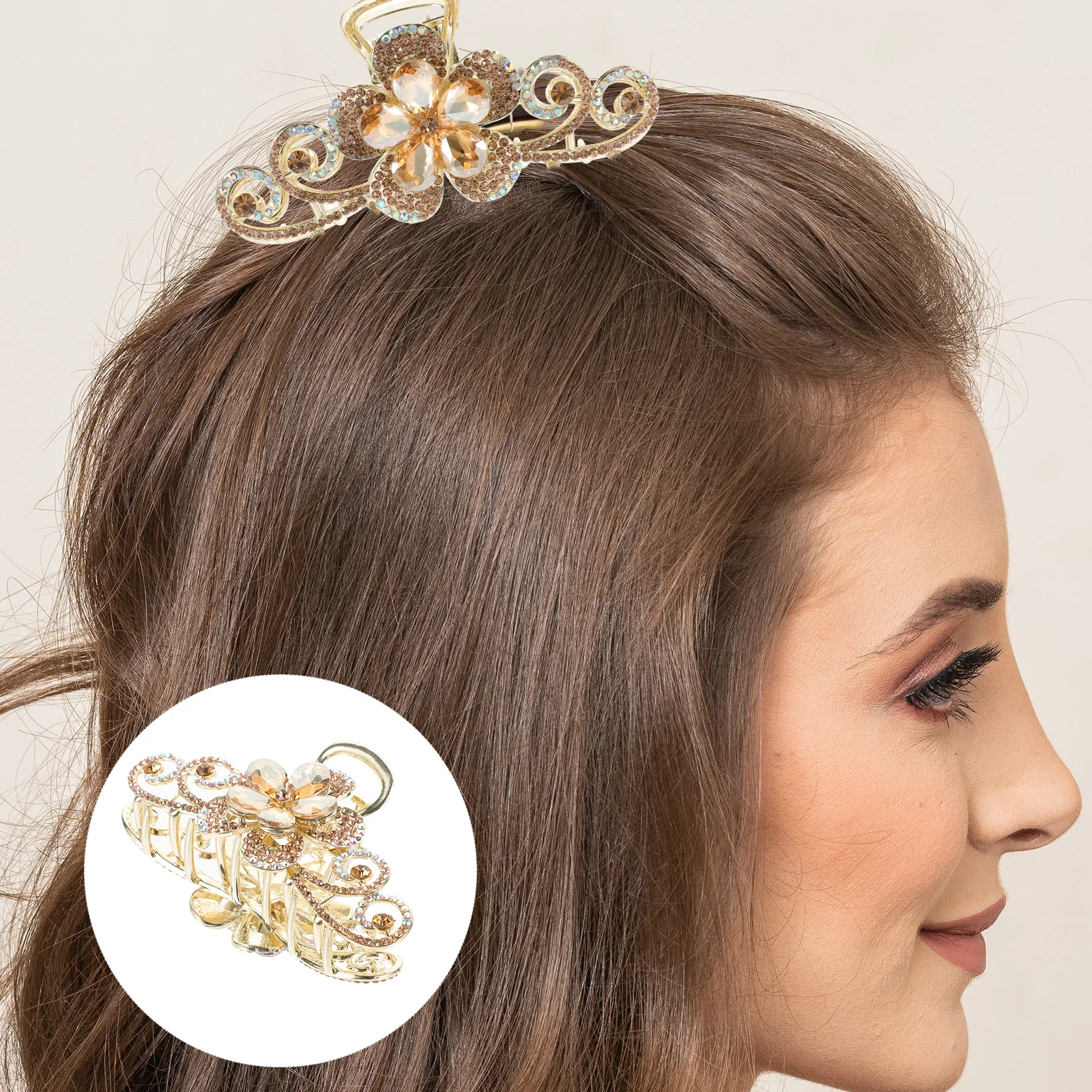 

Большая заколка-краб со стразами для женских причесок: пучков, кос, хвостов. Декоративная заколка-краб для волос. Аксессуары для волос. Подарок для девочек. Милые заколки-крабы.