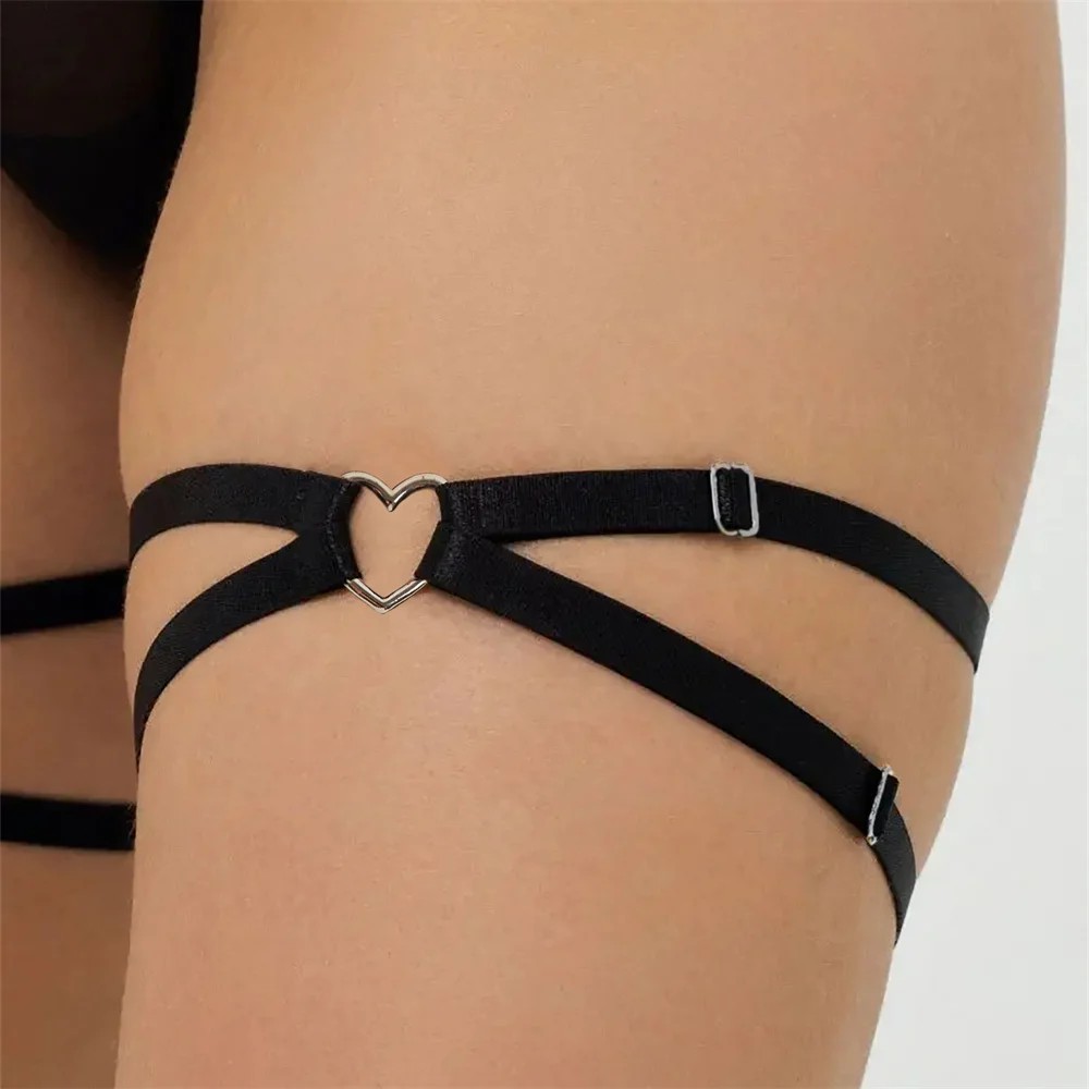 2pcs Harajuku Punk Rock Sexy Leather Harness Goth Accessories Leg Garter Belt Elastic Leg Ring Black Anklet Thigh Garter