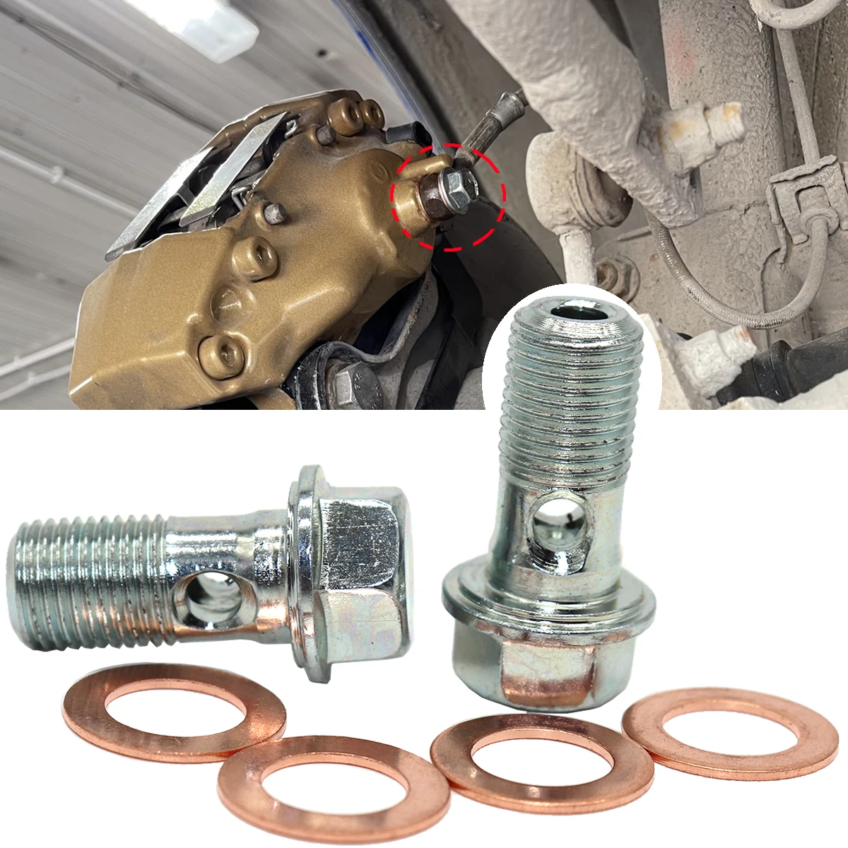 

Front Left Right Brake Hose Lines Banjo Fittings Bolts Copper Sealing Crush Washers For Nissan Micra K12 Peugeot Citroen Bedford