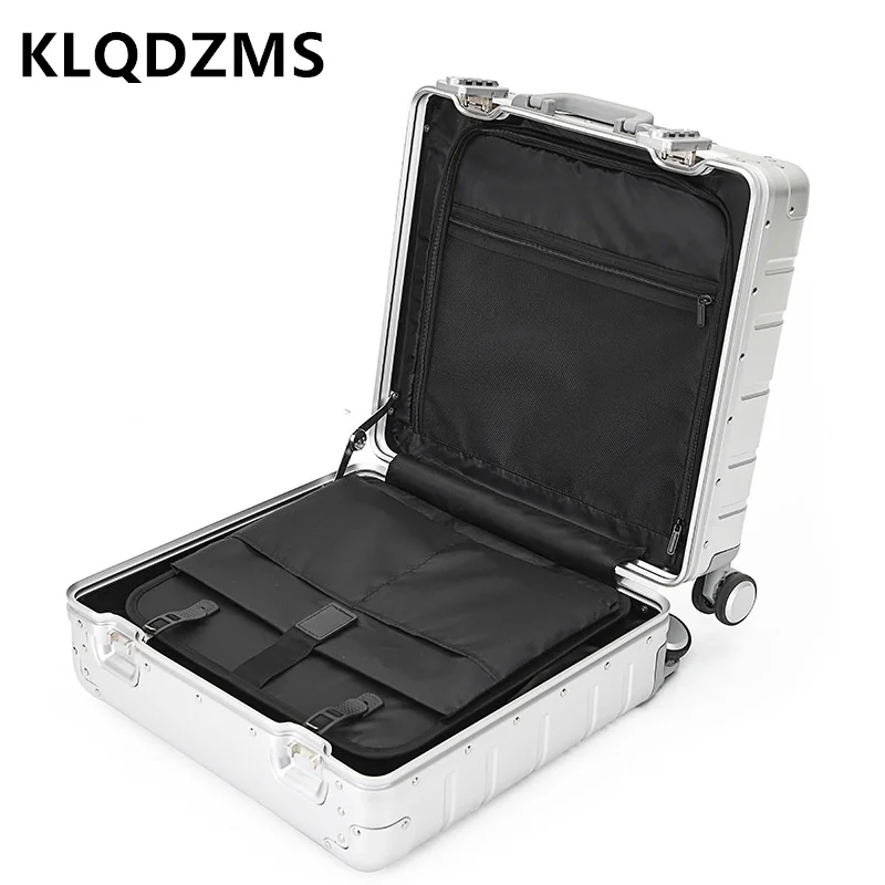 KLQDZMS 18 Inch Mini Trolley Case Universal Wheel Luggage All Aluminum Magnesium Alloy Suitcase Password Box Rolling Luggage