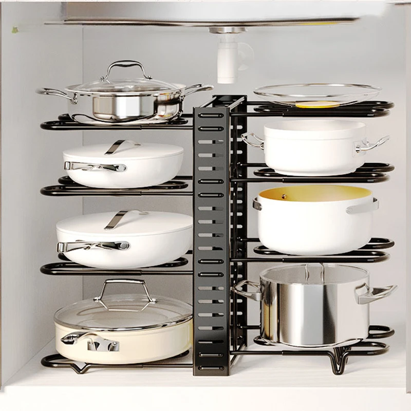 Pots Organizer Rack Multi-layer Iron Wire Bilateral Pot Organization Kitchen Pots Lids Storage Holde Kitchen Sink Holder