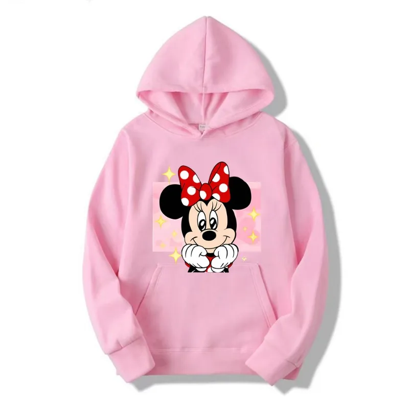 Disney Mickey Mouse Minnie Mouse Kawaii Print Hoodie Autumn Winter Sweatshirt Fashion Pullover Clothing Loose Street Hoodies