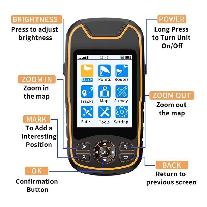【Cavo USB-C】 GPS portatile A8 per escursionismo, supporto multi-GNSS, navigatore GPS robusto e impermeabile GPS portatile satellitare