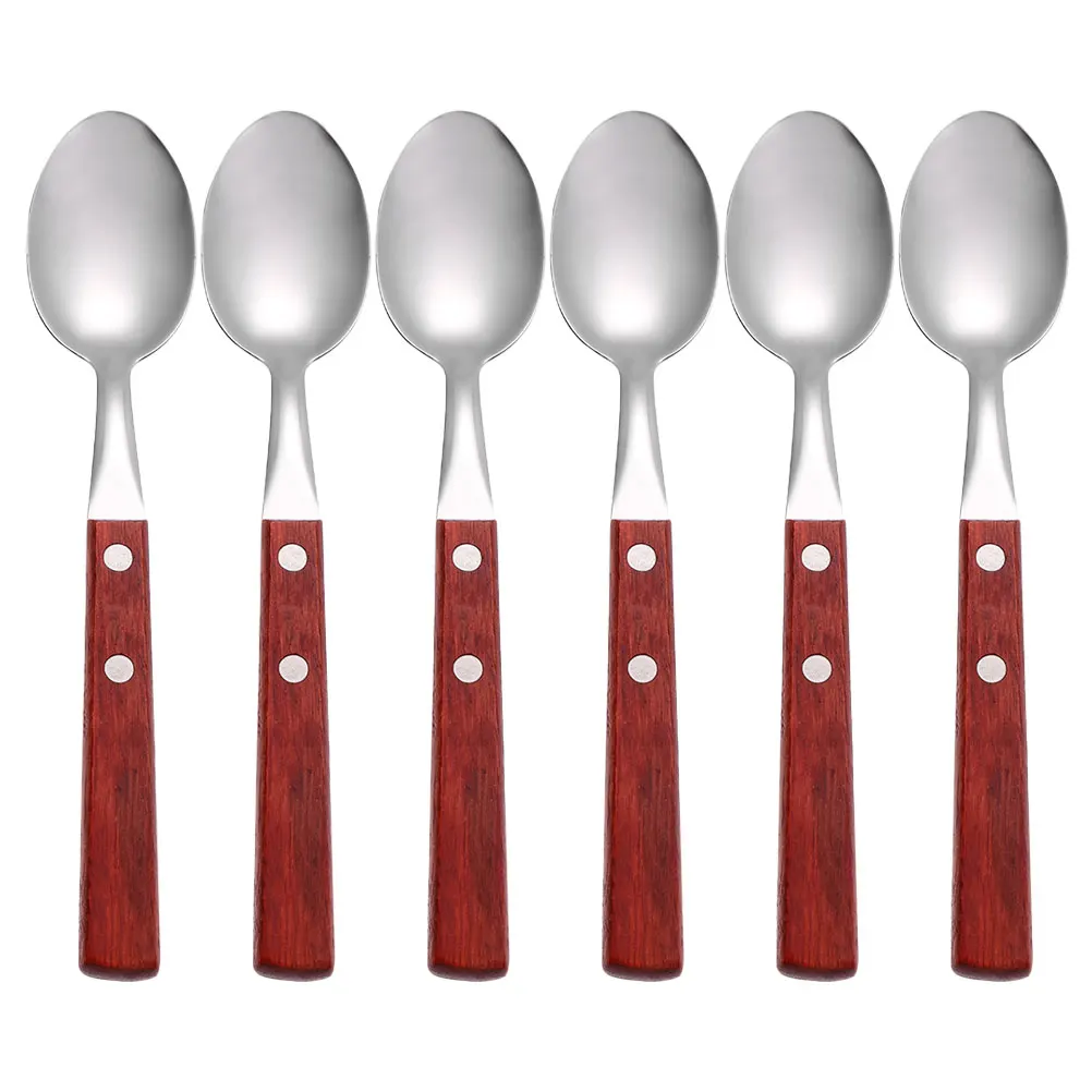 

6Pcs Stainless Steel Mixing Spoons Curved Handle Kitchen Coffee Dessert Spoon Smooth Surface Easy Clean Coffee Spoon