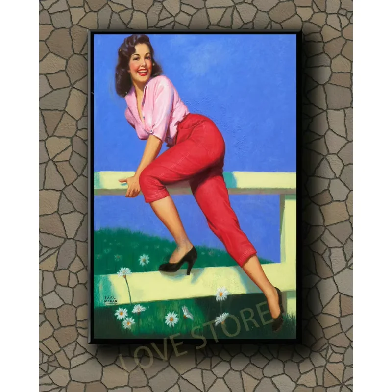 P256 Винтажная красивая классическая картина для девочек в стиле пин-ап 382, постер из шелковой ткани, художественный декор, домашняя живопись, подарок