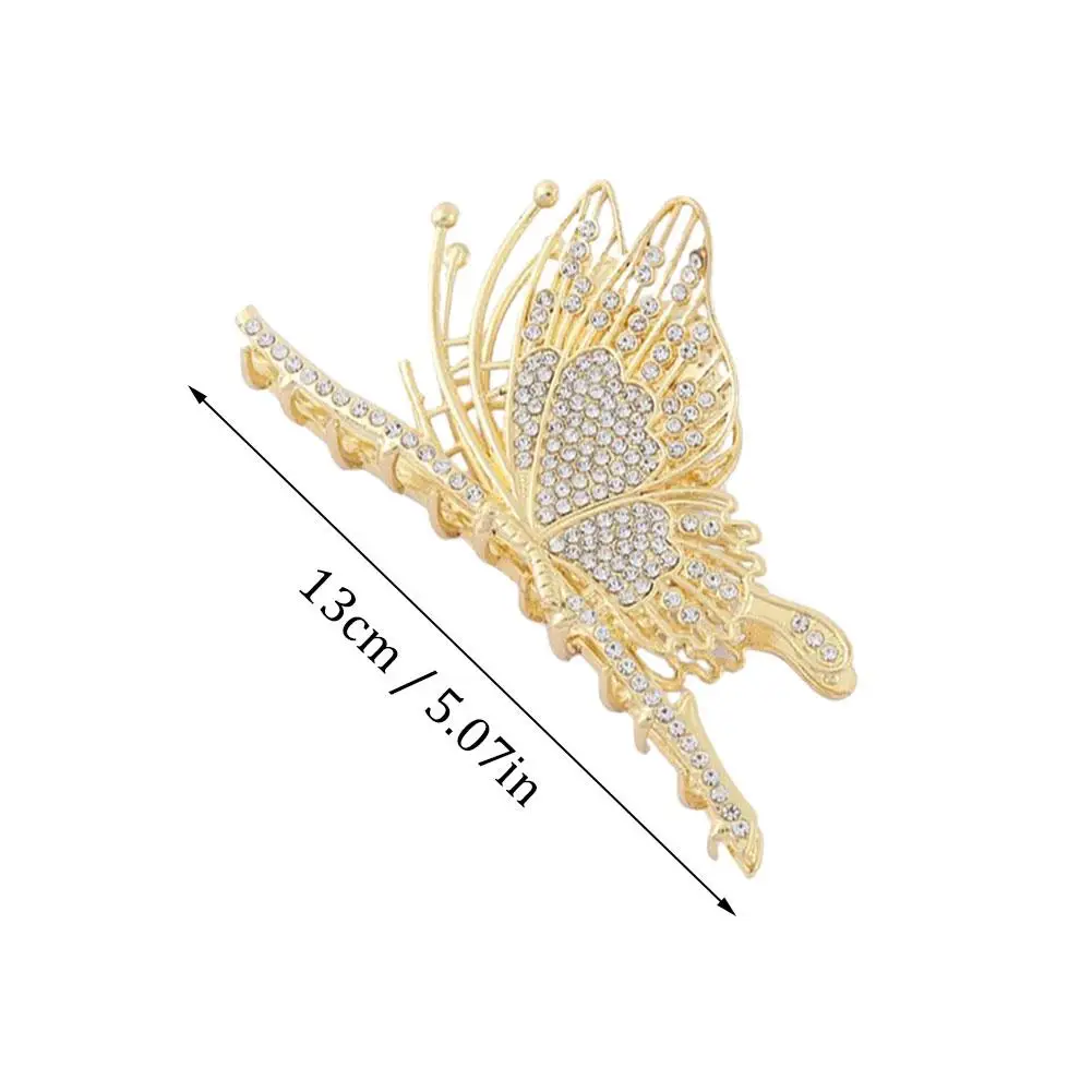 1pc Butterfly Grab Clip Water Diamond Hair Clip For Women's Shark Clip  High-end Fashion Hair Claw Temperament Hair Accessories