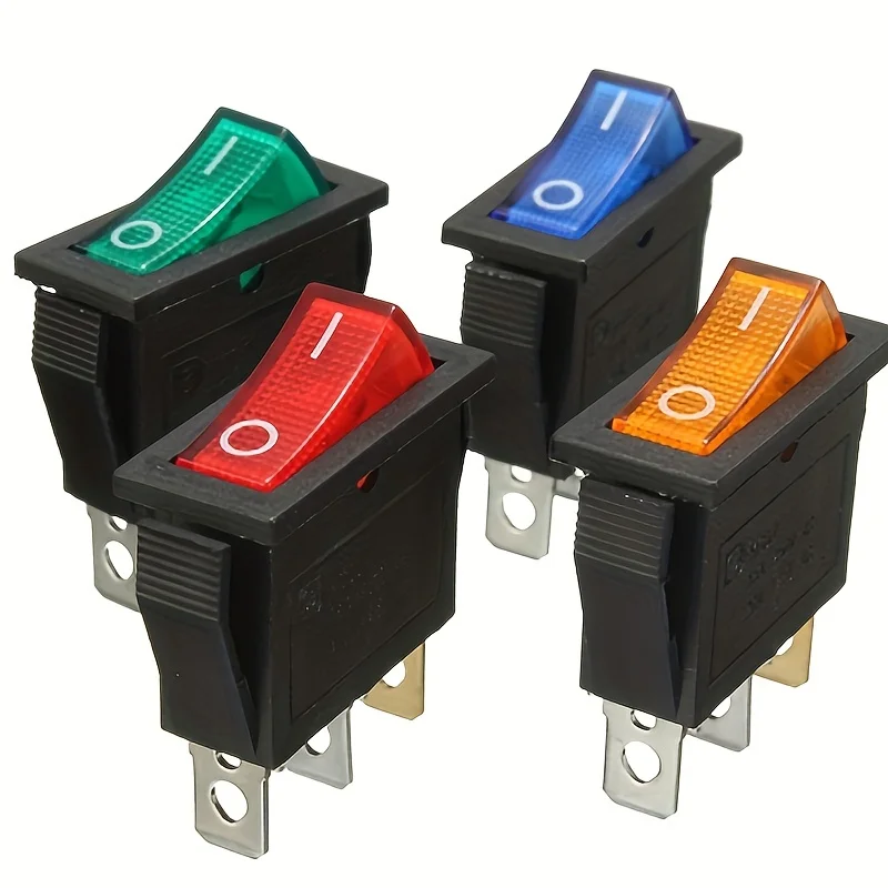 8/10Pcs Rocker Switch Toggle AC 20A/125V 15A/250V SPST 3 Pins 2 Position ON/Off  LED Light Illuminated Boat Switch