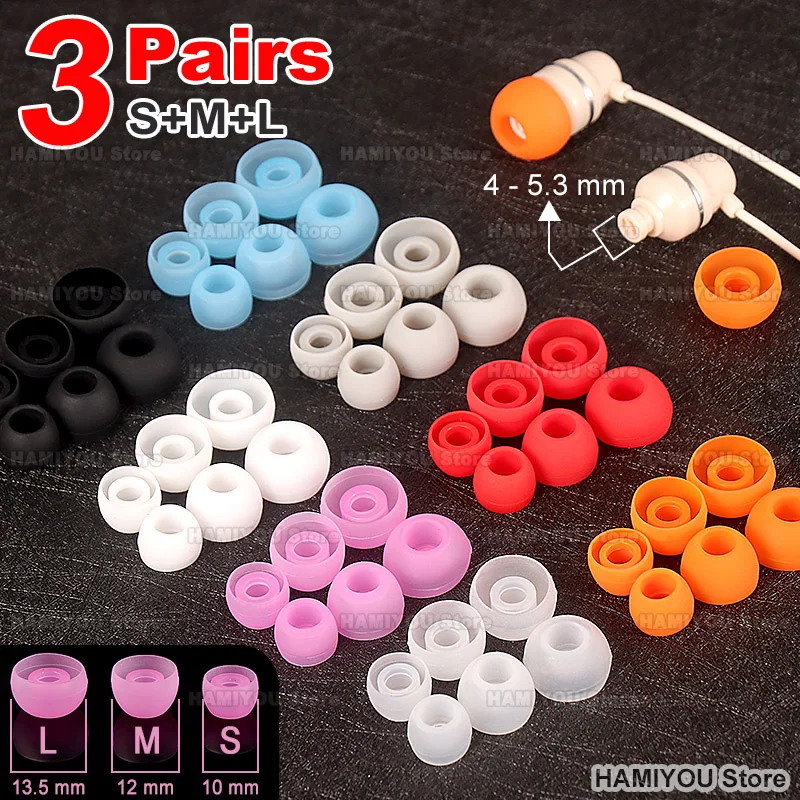 3Pairs LMS Silicone in-Ear Headphone Eartip Wired Earphone Noise Reduction Replacement Earplug Ear Plugs Soft Earbuds Cap White