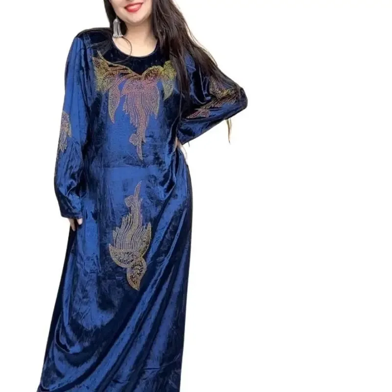 

Африканские вечерние платья больших размеров для женщин, новинка 2023 года, модные бархатные свадебные платья Dashiki Ankara, элегантное мусульманское платье макси в Турции