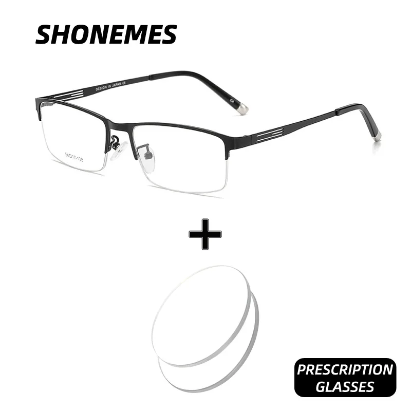 

SHONEMES прямоугольные очки по рецепту, стильные мужские очки в полурамке, оптические очки с защитой от синего света, очки для близорукости/дальнозоркости
