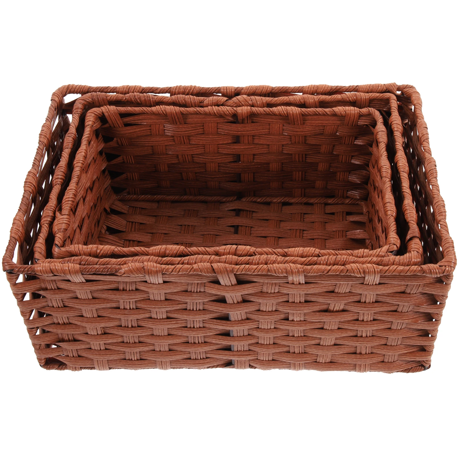 

3pcs Imitation Rattan Desktop Basket For Stationery Makeup Book Food Organizer Household Home Woven Storage Box Desktop