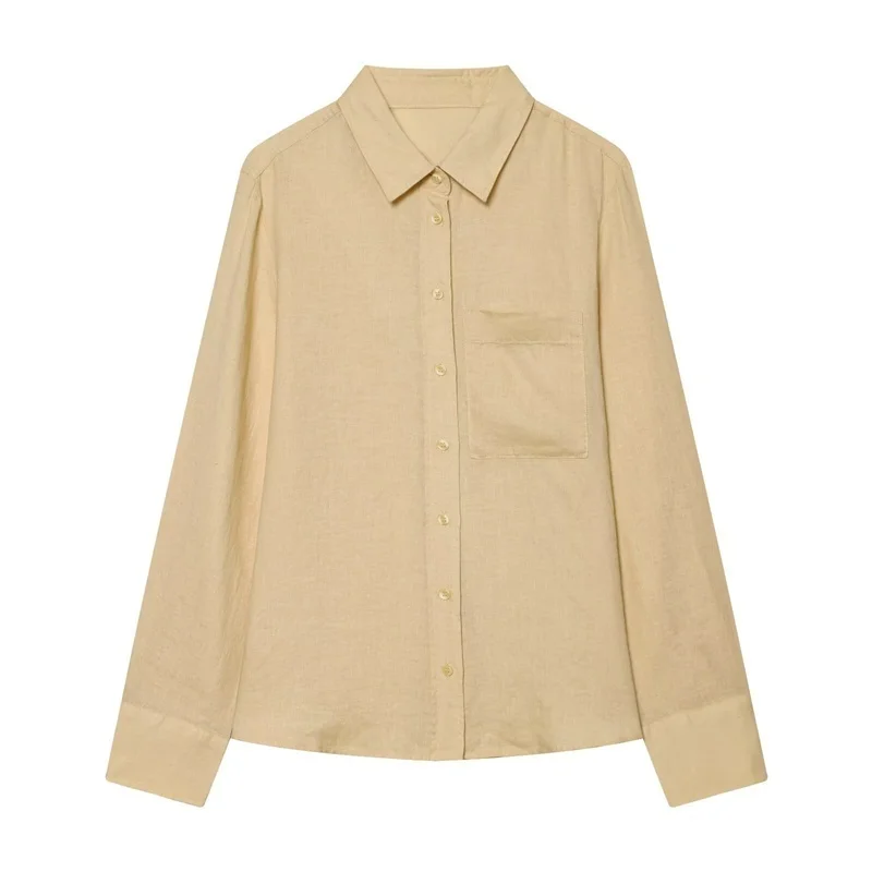 

New linen long-sleeve shirt, fashionable and versatile, elegant temperament