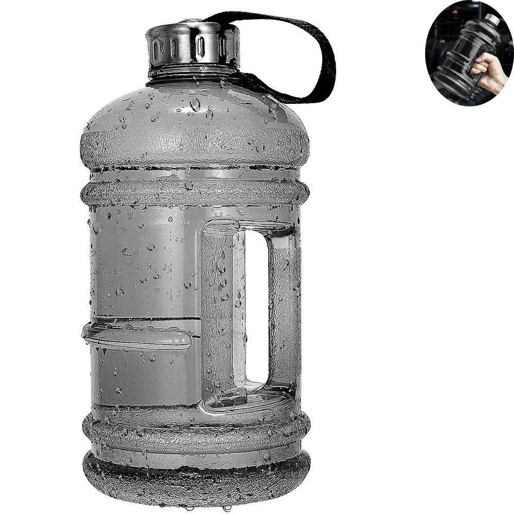 2.2L/73OZ زجاجة مياه نصف جالون كوب كبير مقاوم للتسرب رياضي طن مع مقبض حاوية مياه الشرب البلاستيكية لصالة الألعاب الرياضية في الهواء الطلق