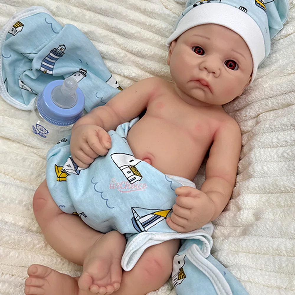 Poupée nouveau-né réaliste en silicone souple de 40 cm, collection Art Artist, yeux ouverts, pour anniversaire ou Noël.