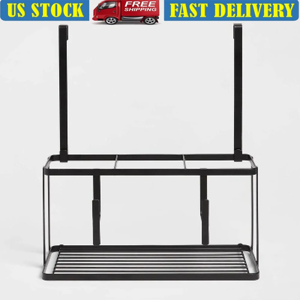 

Matte Black Hair Care Organizer Steel Vanity Storage Rack Open Shelves No Assembly Required Hangs on Cabinet Door with Comb Hook