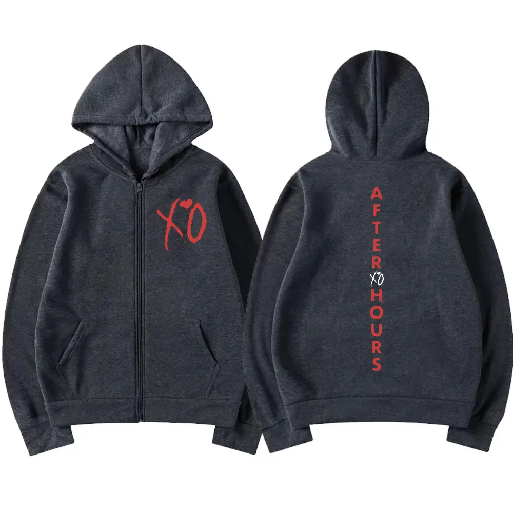 Trend Singer The Weeknd Album Zipper Hoodie Winter Vintage Hip Hop Zips Sweatshirts Street Fashion Casual Loose Pullovers Unisex