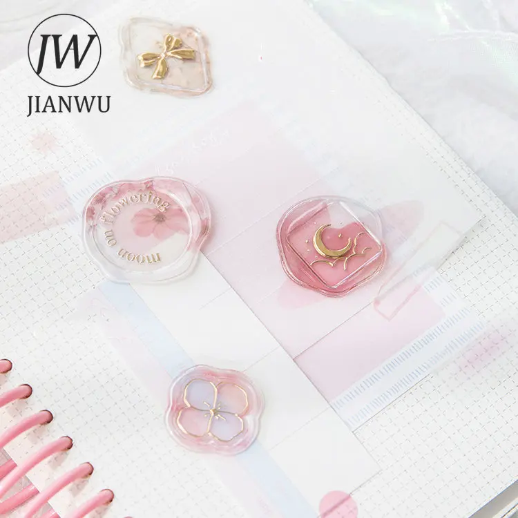 JIANWU 18 Sheets Candy Color Three-dimensional Envelope Seal Sticker Kawaii Wax Stamp Sticker Creative DIY Decor Stationery