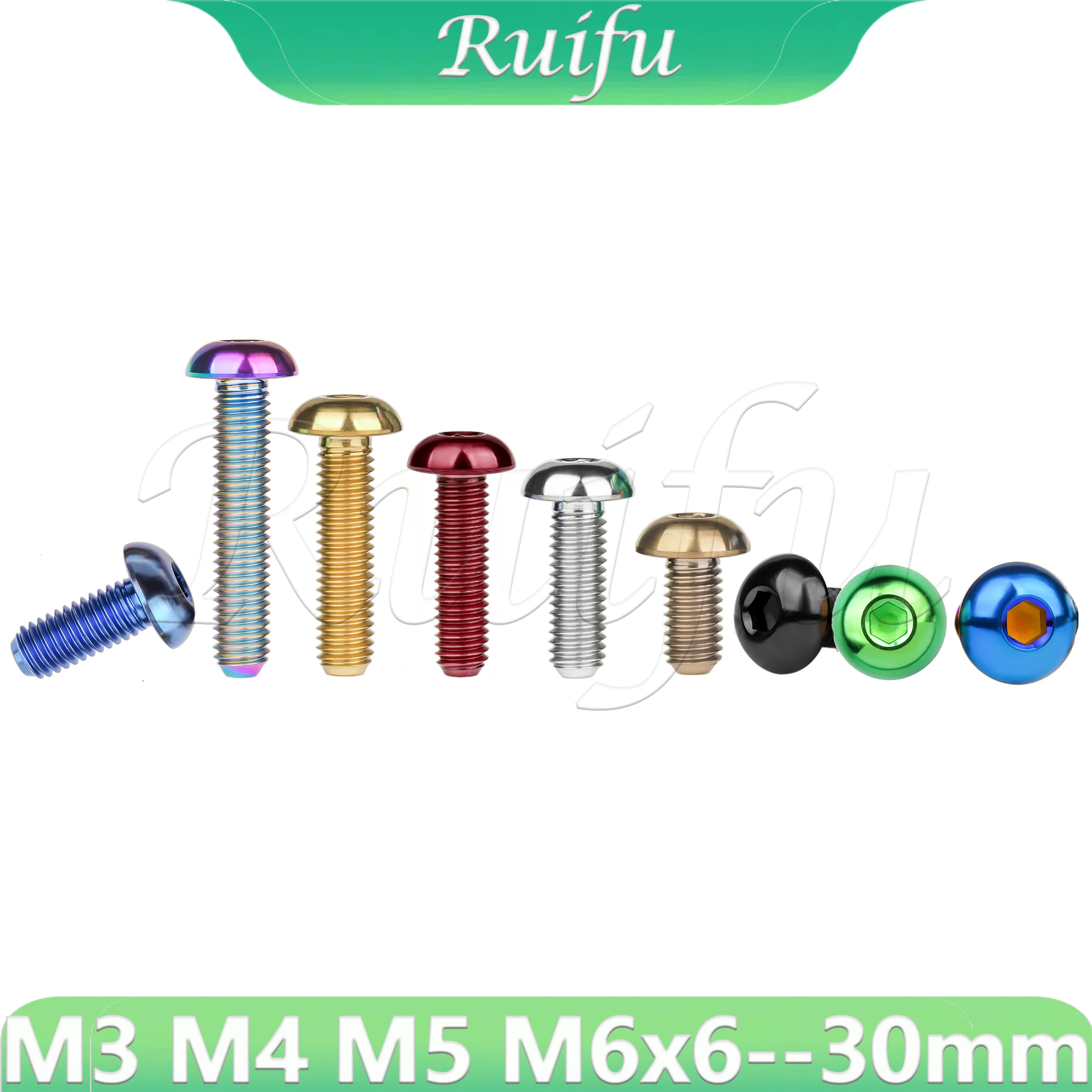 Ruifu Titanium Bolt M3M4M5M6x6--30mm Pan head screw Socket Head Cap Screw for Bicycle Parts Accessories
