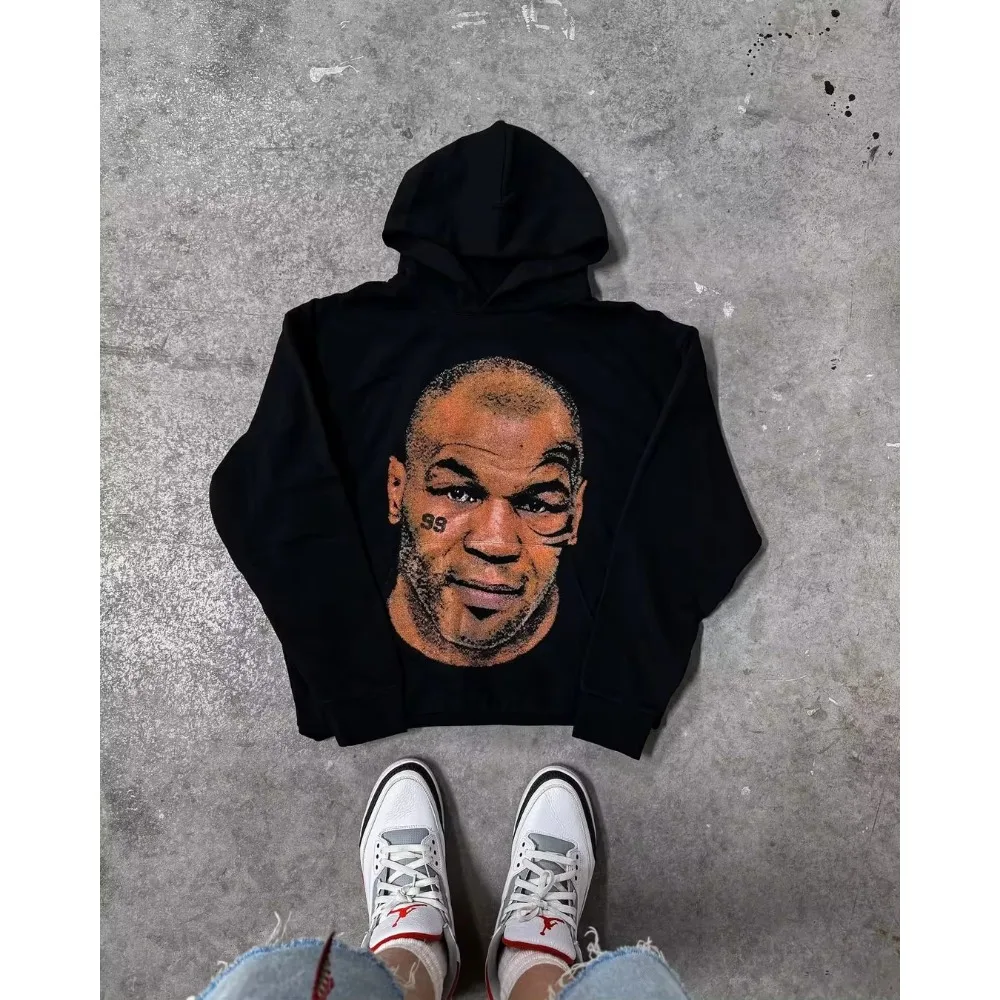 2024 New TYSON Oversized Hoodie Streetwear Y2k Hip Hop Graphic Print Hoodie Sweatshirt Mens Rock Gothic Pullover Hoodie Clothes