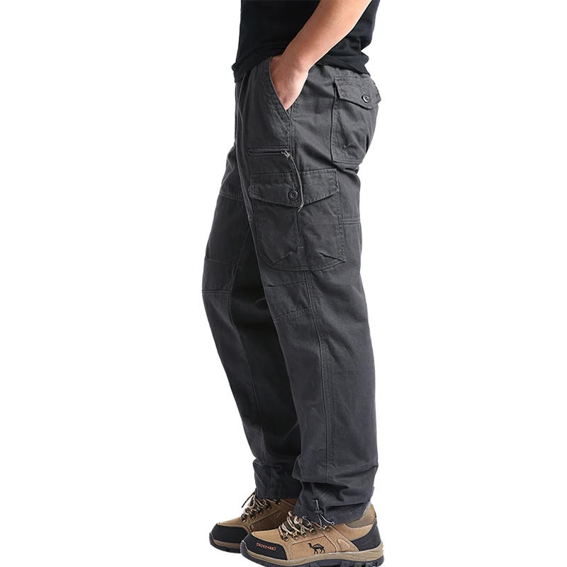 Men\'s New Overalls Loose Straight Multi-Pocket Casual Pants Outdoor Training Sports Camouflage Tactical Pants Cotton Comfort