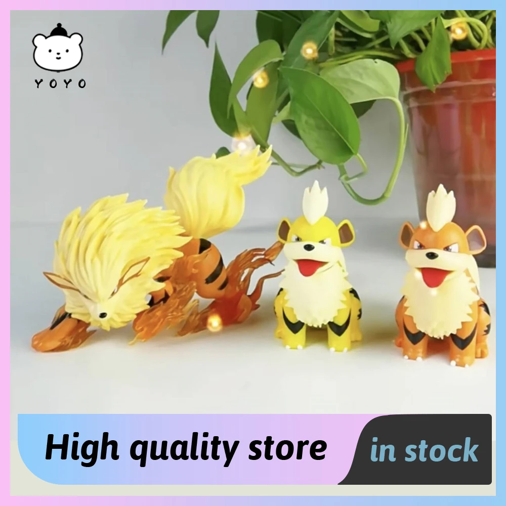 Pokemon Arcanine Growlithe Kawaii Action Figure Collectible Souvenir Model Statue Anime Figures Ornament Desk Decoration Toys