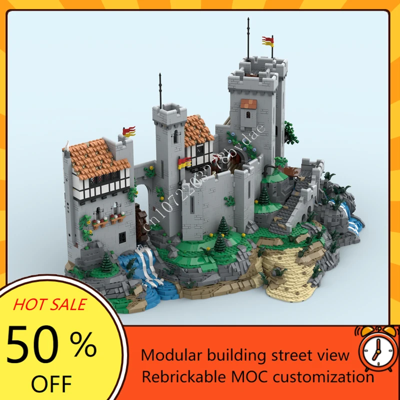 9059 Uds. MOC Castillo Medieval modelo de bloques de construcción Castillo del Caballero León base mejora ladrillo técnico DIY Set juguete para regalos de vacaciones